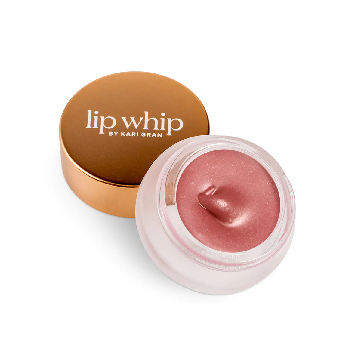 Blush Lip whip open with lid on a white background