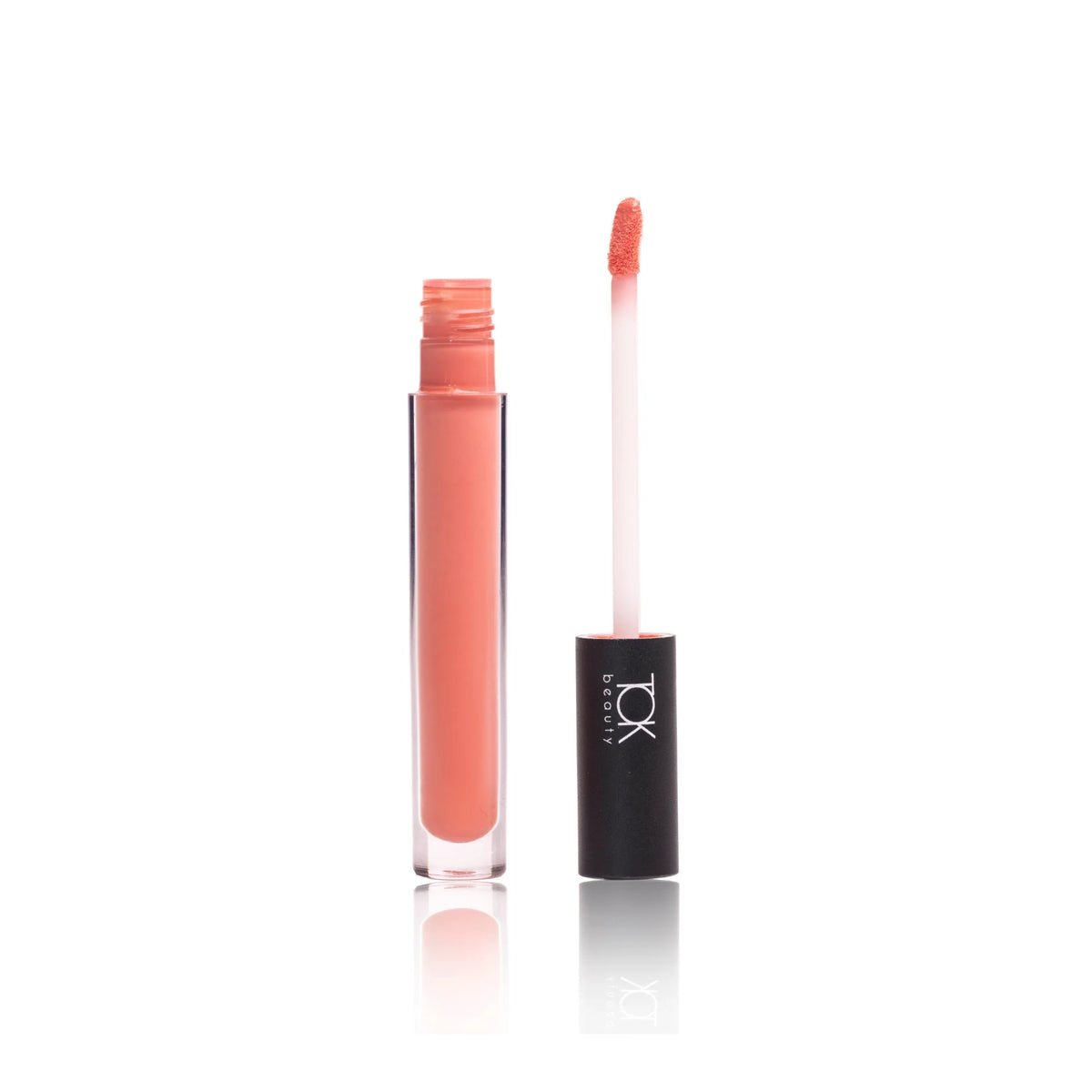 Tok beauty lip tonic in bloom pink color with wand showing